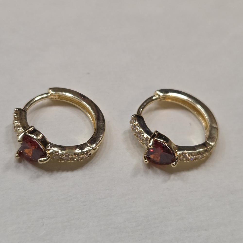 18k Gold Plated Red Heart Huggies